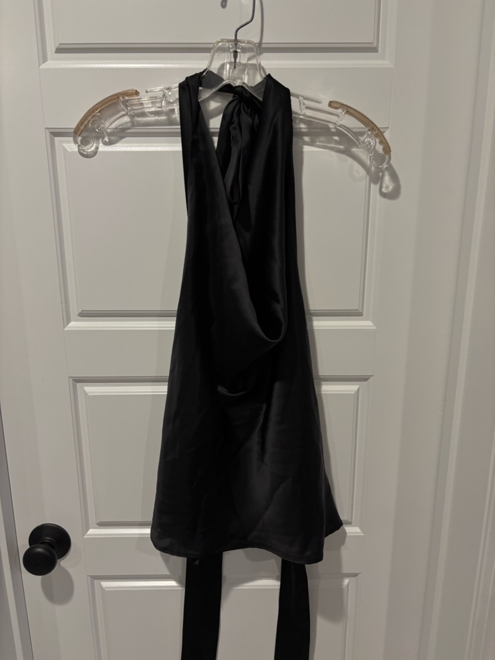 Zara Black Backless Satin Halter Top